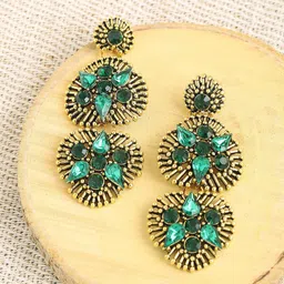 SOHI Gold Plated Contemporary Drop Earrings-picture-23