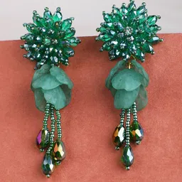 Bhana Fashion Green Contemporary Drop Earrings-picture-22