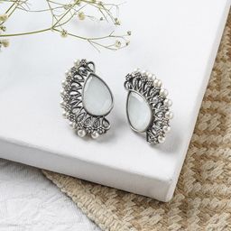 TEEJH Silver-Toned Contemporary Drop Earrings-picture-18