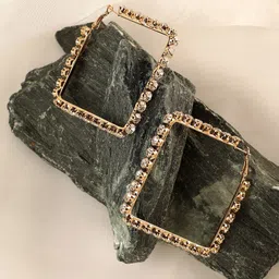 SOHI Gold-Plated Contemporary Hoop Earrings image 1