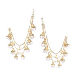 YouBella Gold-Plated & Off White Contemporary Ear Cuff Earrings-picture-15