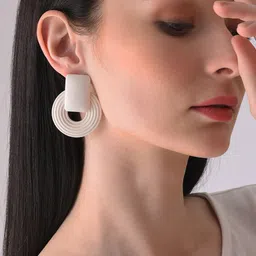SOHI White Contemporary Drop Earrings-image-85