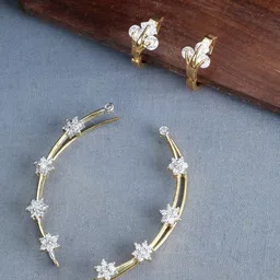 Bhana Fashion Pack of 2 White Gold-Plated Contemporary AD Drop Earrings image 1