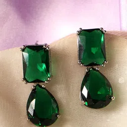 justpeachy Artificial Stones Silver Plated Drop Earrings-picture-39