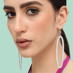 SOHI Silver-Plated Contemporary Drop Earrings image 1