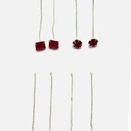 Aazeen Set Of 4 Rhodium-Plated Contemporary Drop Earrings-picture-51