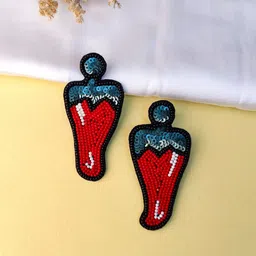 Crunchy Fashion Contemporary Beaded Drop Earrings-image-59