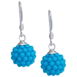 Abhooshan Sterling Silver Turquoise Beaded Contemporary Drop Earrings-picture-34