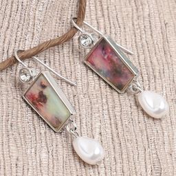 SOHI Pink & Sea Green Contemporary Silver Plated Drop Earrings-picture-20