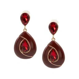 Shining Jewel - By Shivansh Gold-Plated Cubic Zirconia Studded Drop Earrings image 1