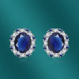 Designs & You Silver-Plated CZ-Studded Contemporary Stud Earrings-picture-17