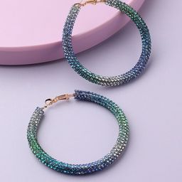 SOHI Gold Plated Blue Contemporary Hoop Earrings-picture-38