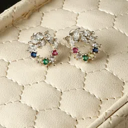 GIVA 925 Sterling Silver Rhodium Plated Rainbow Wreath Stud Earrings-picture-45