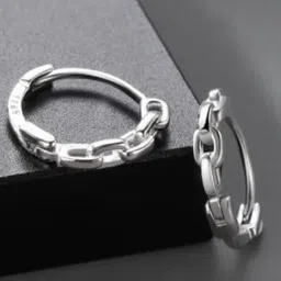 SALTY Men Silver-Plated Contemporary Hoop Earrings-picture-30