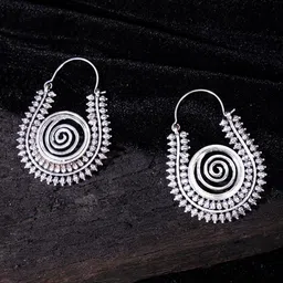 Studio One Love Silver-Toned Contemporary Hoop Earrings-picture-33