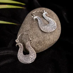 Studio One Love Silver-Toned Contemporary Hoop Earrings-picture-10