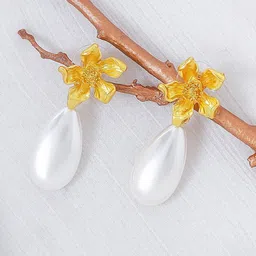 JOKER & WITCH Gold-Plated Artificial Beads-Beaded Floral Drop Earrings-picture-48