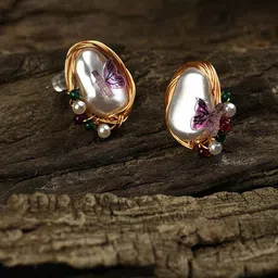 SOHI Gold-Plated Classic Studs Earrings-image-79