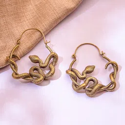 Studio One Love Brass-Plated Contemporary Hoop Earrings-picture-56