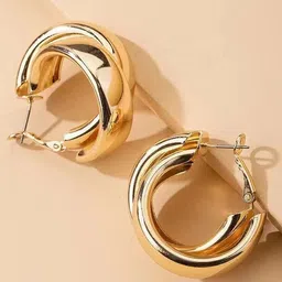 Shining Diva Fashion Gold-Plated Circular Hoop Earrings-image-90