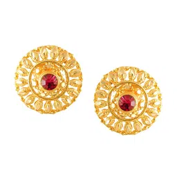 Vighnaharta Set Of 4 Gold Plated Floral Stud Earrings image 4