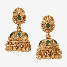 Kushal's Fashion Jewellery Gold-Plated Dome Shaped Jhumkas image 2