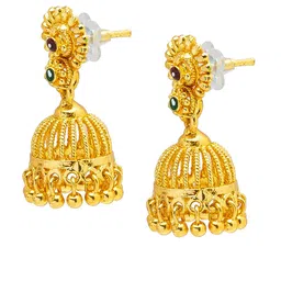 Shining Jewel - By Shivansh Gold Plated Dome Shaped Jhumkas Earrings image 3