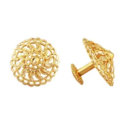 Vighnaharta Gold Plated Floral Studs Earrings With Removable Chain Drop image 3