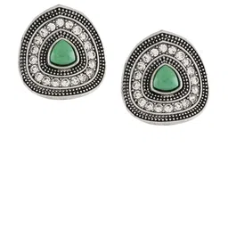 TEEJH Roohi Silver-Plated Contemporary Oxidised Studs image 2