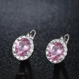 Yellow Chimes Woman Pink Oval Studs Earrings image 4