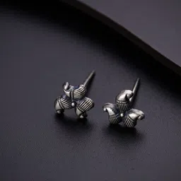 House of Aadyaa 925 Sterling Silver Paisley Shaped Oxidised Studs Earrings image 2