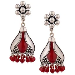 Voylla Silver-Plated Geometric Drop Earrings image 2