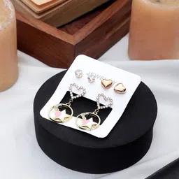 DESTINY JEWELS Set Of 3 Gold Plated Heart Shaped Studs image 2