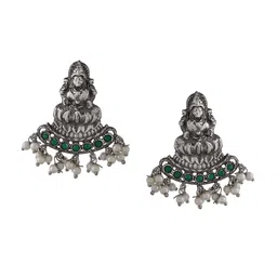 DASTOOR Silver-Plated Oxidised Contemporary Chandbalis image 2