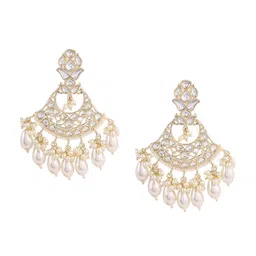 Priyaasi Gold-Plated Crescent Shaped Kundan Chandbalis Earrings image 2
