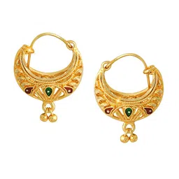Vighnaharta Set of 2 Gold Plated Floral Hoop Earrings image 2