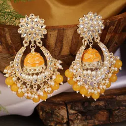 Shining Diva Yellow Classic Chandbalis Earrings image 4