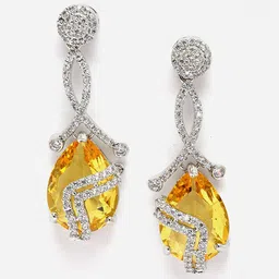 ZENEME Rhodium-Plated Drop Earrings image 2