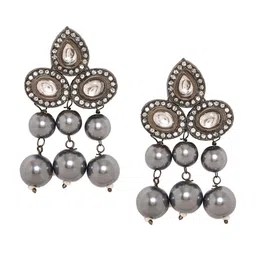 Priyaasi Silver-Plated Kundan Studded Contemporary Studs image 2