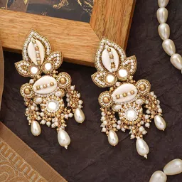EVERSTYLISH Artificial Beaded Contemporary Shaped Drop Earrings image 3