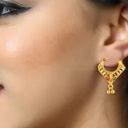 Vighnaharta Gold-Plated Contemporary Drop Earrings image 2
