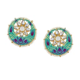DASTOOR Brass-Plated Circular Drop Earrings image 2