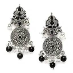 KARATCART Silver-Plated Contemporary Chandbalis image 4