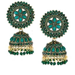 MEENAZ Gold Plated American Diamond Studded Jhumkas image 3