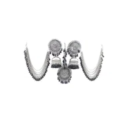 The Pari Silver-Plated Artificial Beads-Beaded Jhumkas image 2