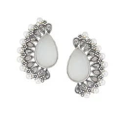 TEEJH Silver-Toned Contemporary Drop Earrings image 3