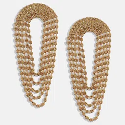 SOHI Gold-Plated Stone-Studded Contemporary Drop Earrings image 2