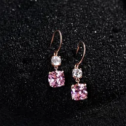 Clara Rose Gold Plated Contemporary Drop Earrings image 2