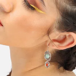 SOHI Silver-Plated Contemporary Drop Earrings image 4