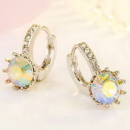 MYKI Silver-Plated Cubic Zirconia Contemporary Drop Earrings image 2